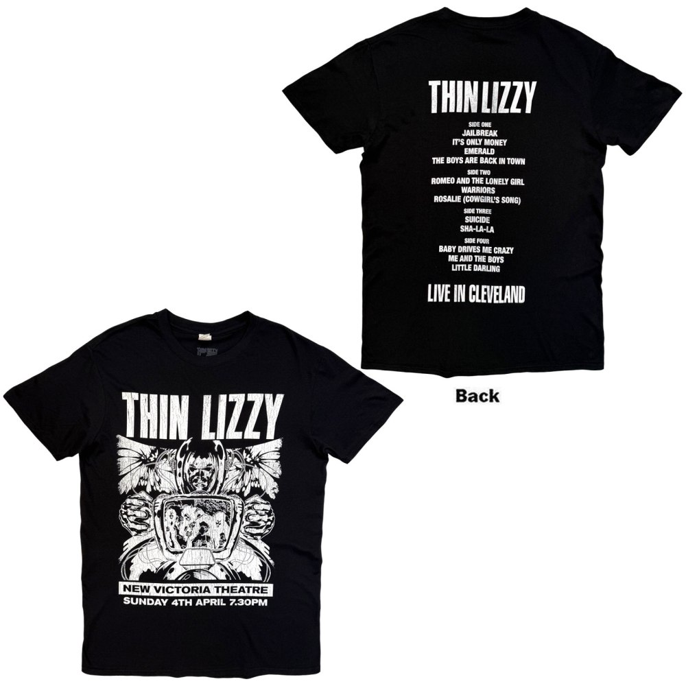 Thin Lizzy - Jailbreak Flyer Cleveland '76 Mens Tshirt - Black